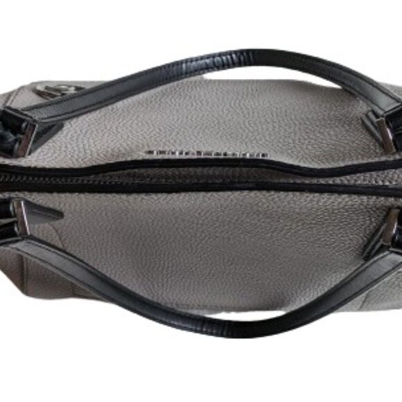 EUC Michael Kors Kimberly Shopper grey pebbled leather silver hw zip top tote - Picture 8 of 9